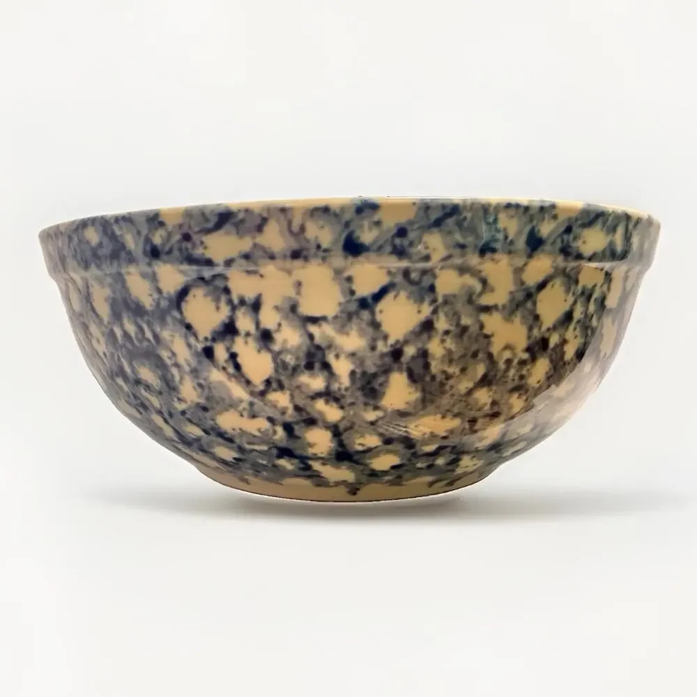 Vintage Gibson Cobalt Blue Spongeware Splatterware Stoneware cereal Bowl 7”